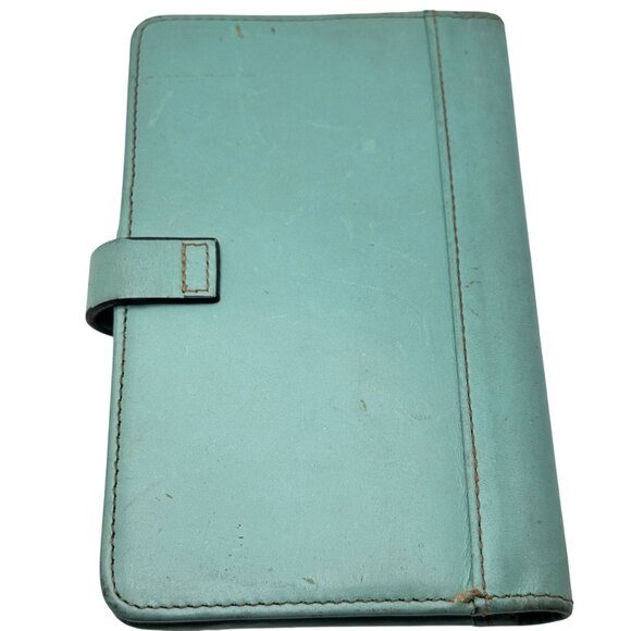 Franklin Covey Full-Grain Leather Planner Cover 7 X 4.25 Turquoise Strap Vtg - Picture 8 of 16